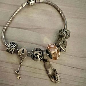 Pandora bracelet with 6 beads/ clips